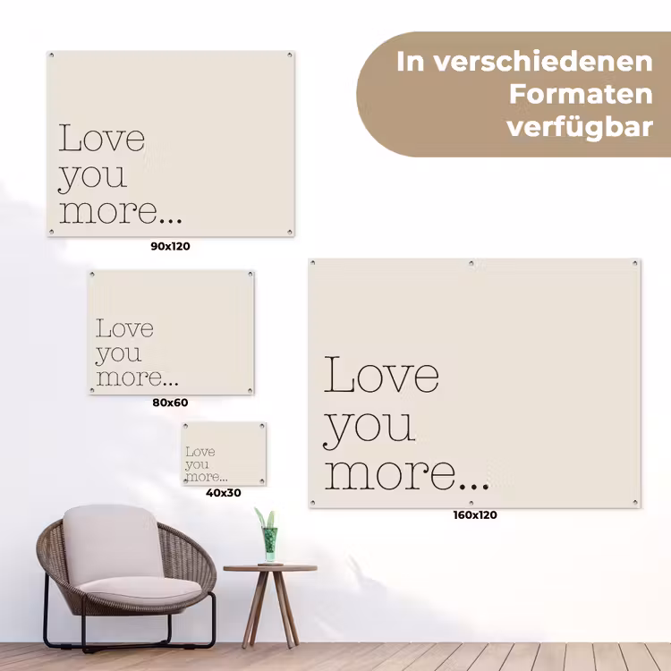 Minimalistisch - Love - Beige tuinposter los doek klein -Xsfeer9_DE