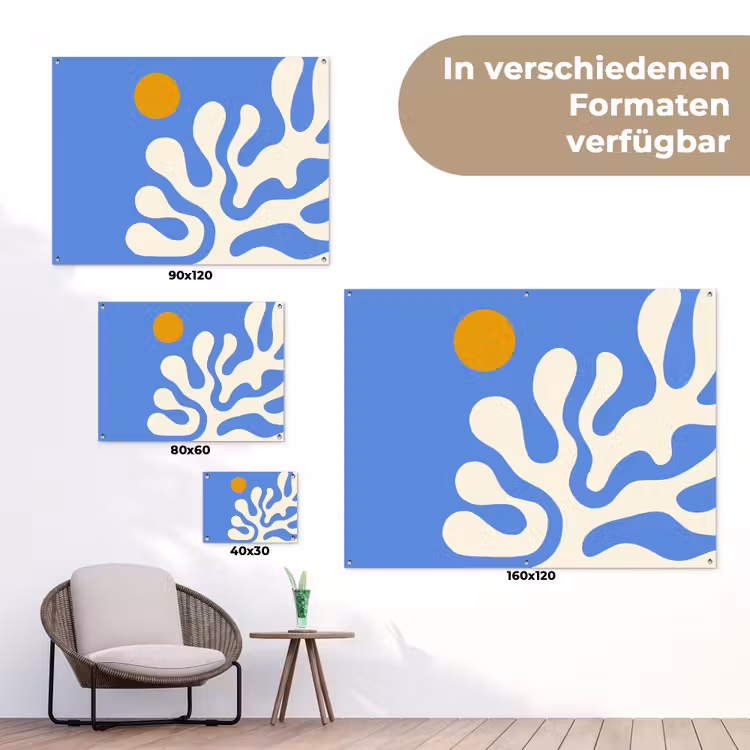 Minimalistisch - Organisch patroon - Blauw tuinposter los doek klein -Xsfeer9_DE