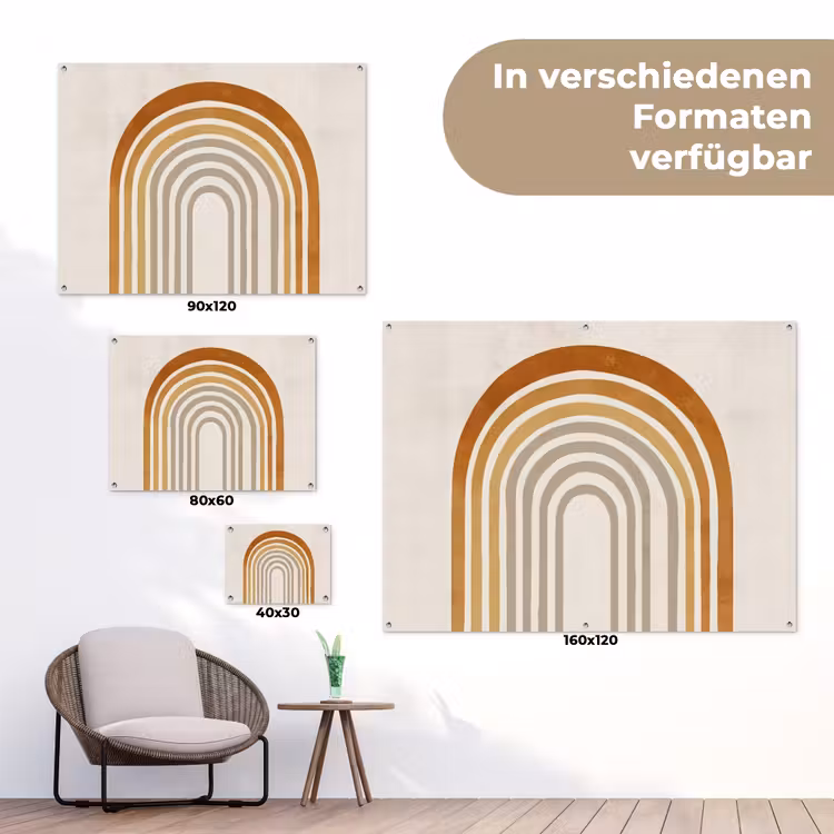 Minimalistisch - Boog - Lijnen - Beige tuinposter los doek klein -Xsfeer9_DE