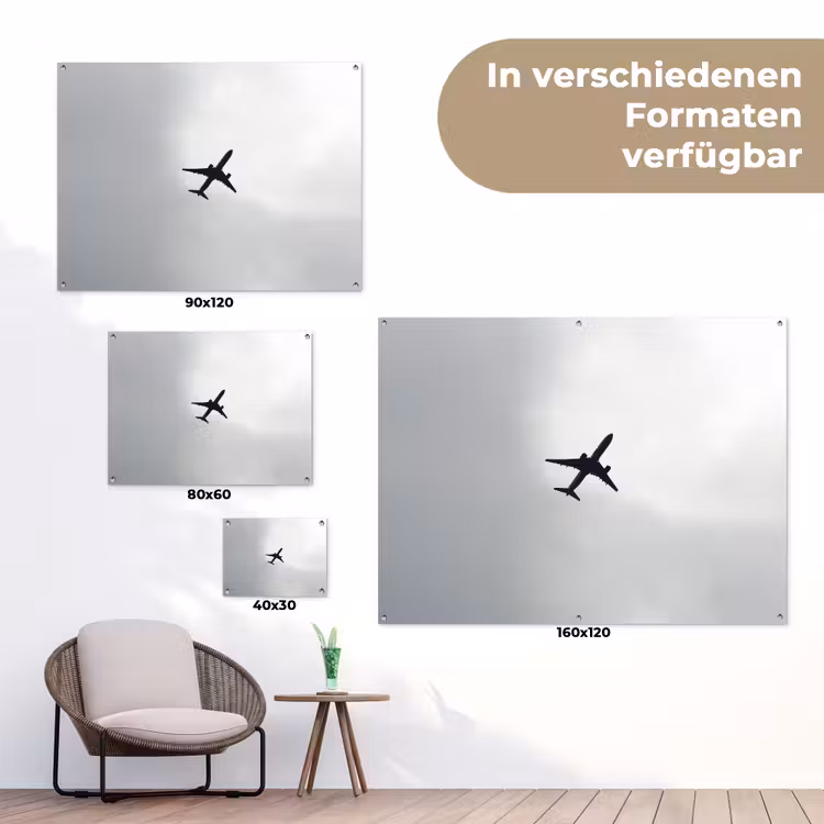 Minimalistisch - Silhouet - Zwart - Vliegtuig tuinposter los doek klein -Xsfeer9_DE