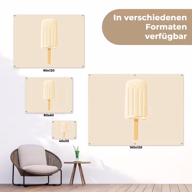 Minimalistisch - Waterijsje - Stokje - Beige tuinposter los doek klein -Xsfeer9_DE