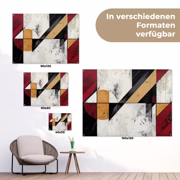 Modern - Abstract - Geometrisch - Rood - Industrieel tuinposter los doek klein -Xsfeer9_DE