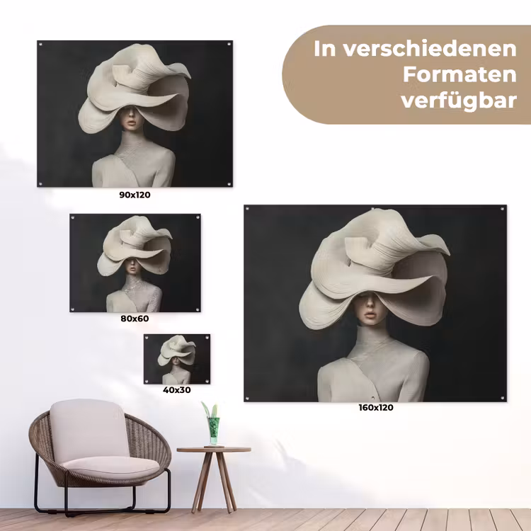Modern - Vrouw - Hoed tuinposter los doek klein -Xsfeer9_DE