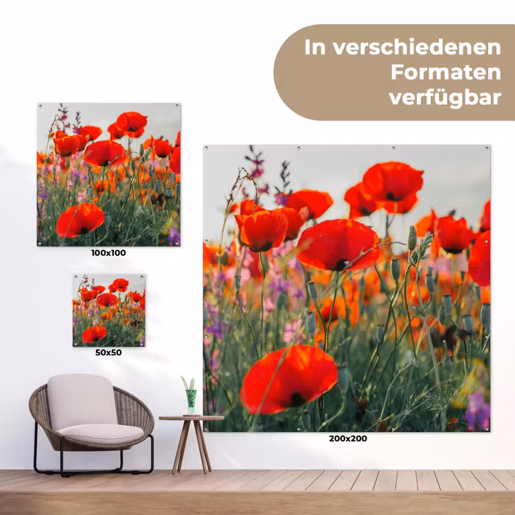 Bloeipracht van Klaprozen tuinposter los doek klein -Xsfeer9_DE