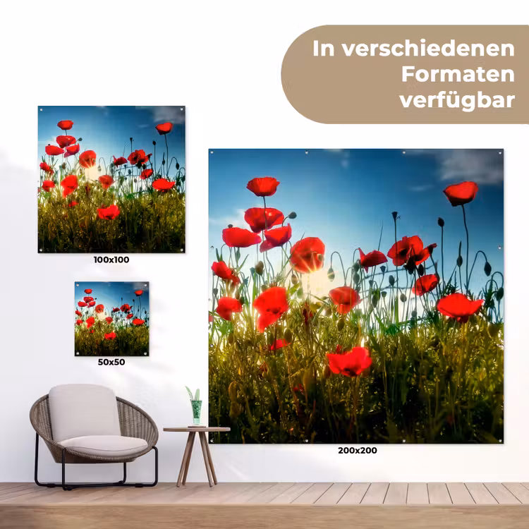 Klaprozen in tegenlicht tuinposter los doek klein -Xsfeer9_DE