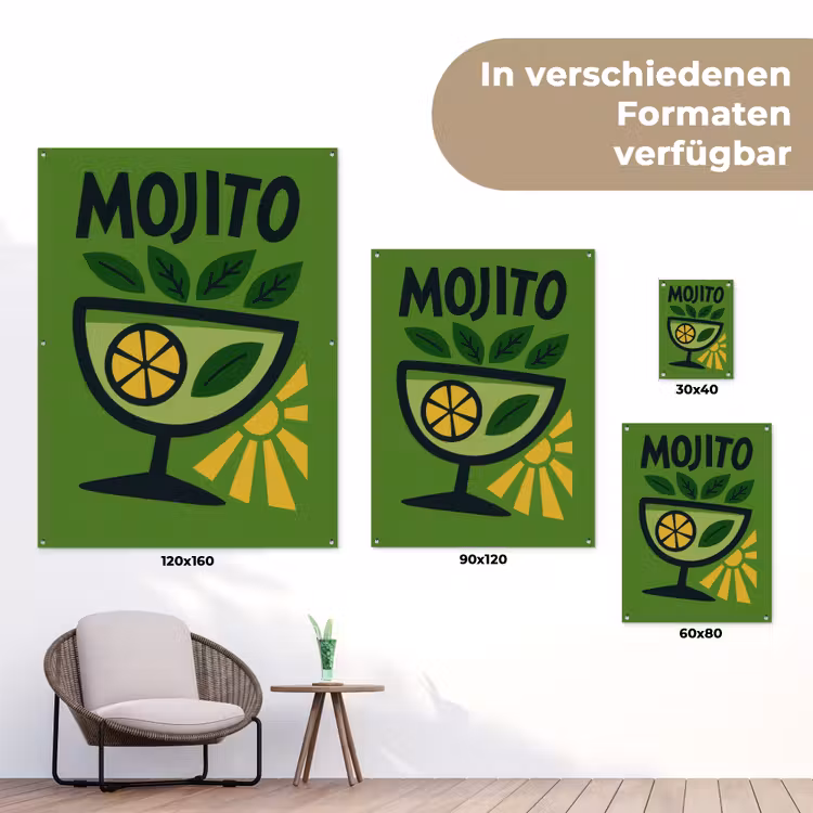 Mojito - Cocktail - Citroen - Groen tuinposter los doek klein -Xsfeer9_DE