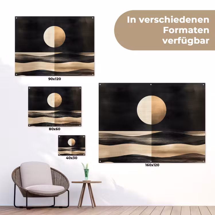 Maan - Cirkel - Goud tuinposter los doek klein -Xsfeer9_DE
