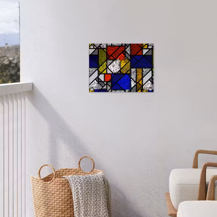 Mondriaan - Glas in lood - Oude Meesters - Kunstwerk - Abstract - Schilderij tuinposter los doek klein -sfeer8
