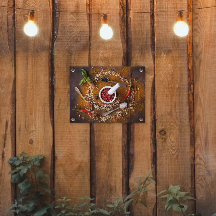 Vijzel - Kruiden - Lepels - Specerijen - Bruin - Peper tuinposter los doek klein -sfeer1
