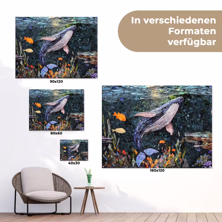 Mozaïek - Walvis - Koraal - Water tuinposter los doek klein -Xsfeer9_DE