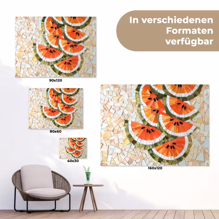 Mozaïek - Watermeloen - Rood - Pitten tuinposter los doek klein -Xsfeer9_DE