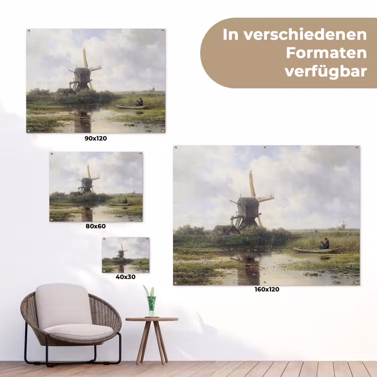 Molen - Willem Roelofs - Oude meesters - Kunst tuinposter los doek klein -Xsfeer9_DE