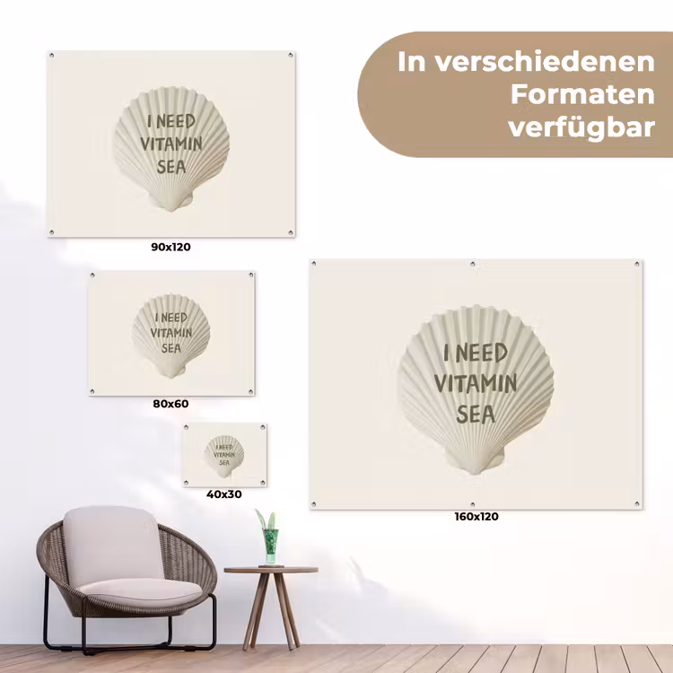 Schelp - Quote - Groen tuinposter los doek klein -Xsfeer9_DE