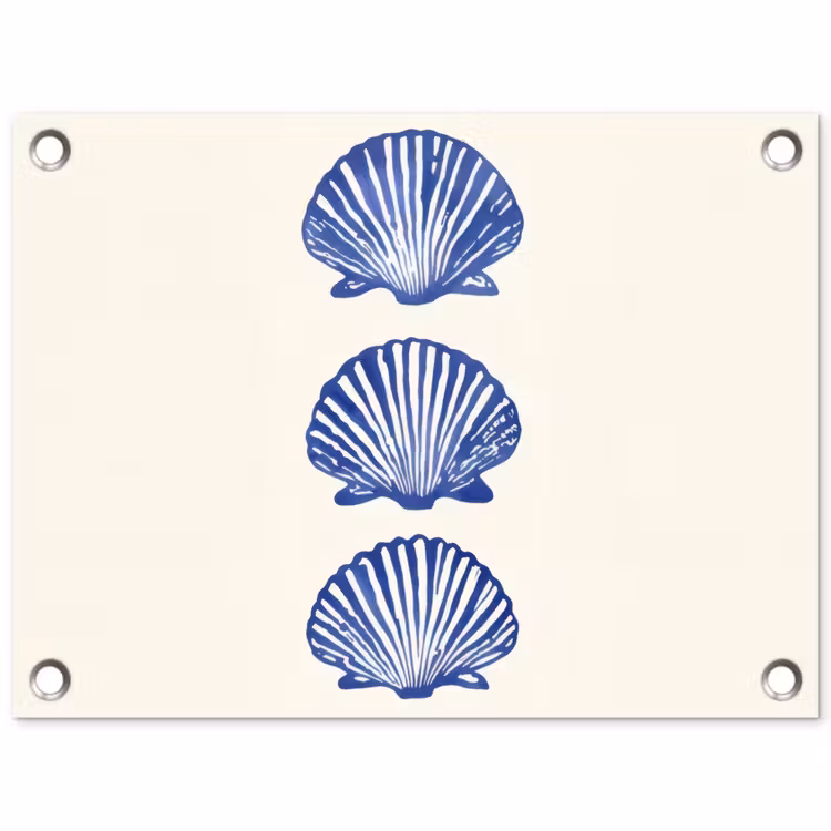 Schelpen - Blauw - Patroon tuinposter los doek klein -3d