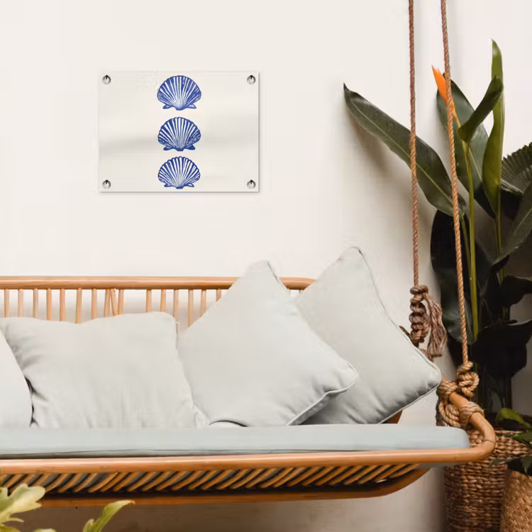 Schelpen - Blauw - Patroon tuinposter los doek klein -sfeer7