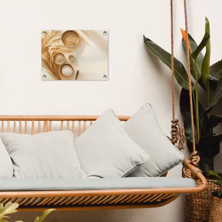 Granen - Hout - Kom - Beige tuinposter los doek klein -sfeer7