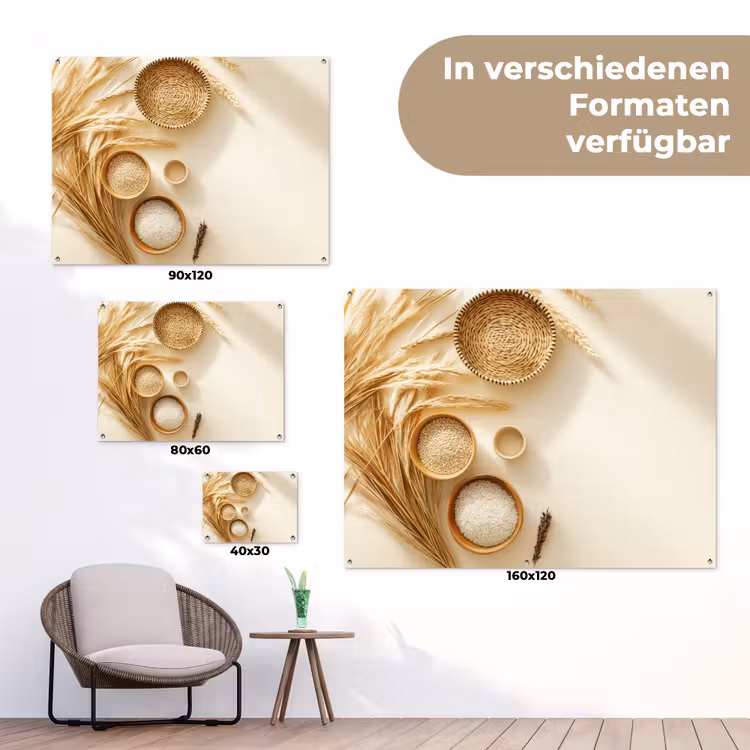 Granen - Hout - Kom - Beige tuinposter los doek klein -Xsfeer9_DE