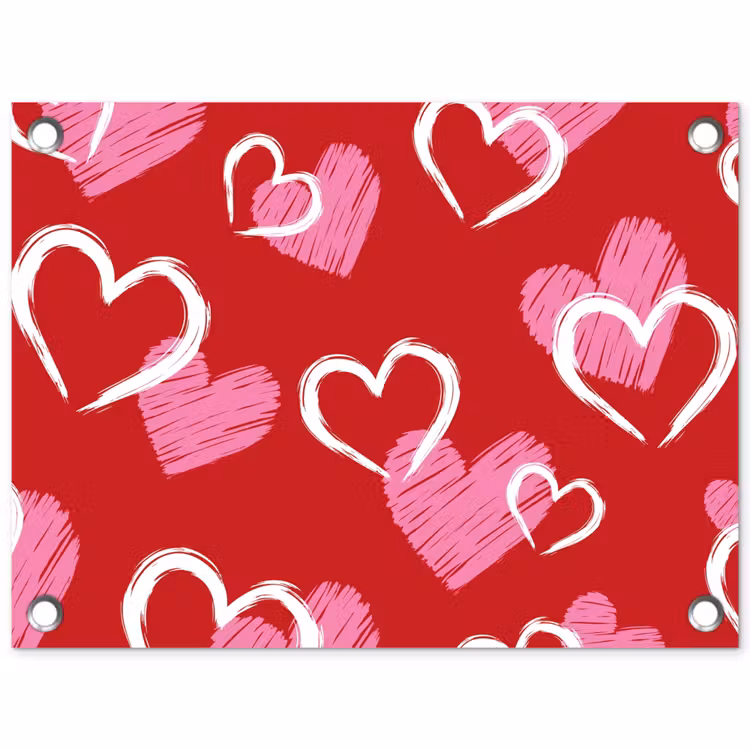 Patroon - Hartjes - Roze - Valentijn tuinposter los doek klein -3d