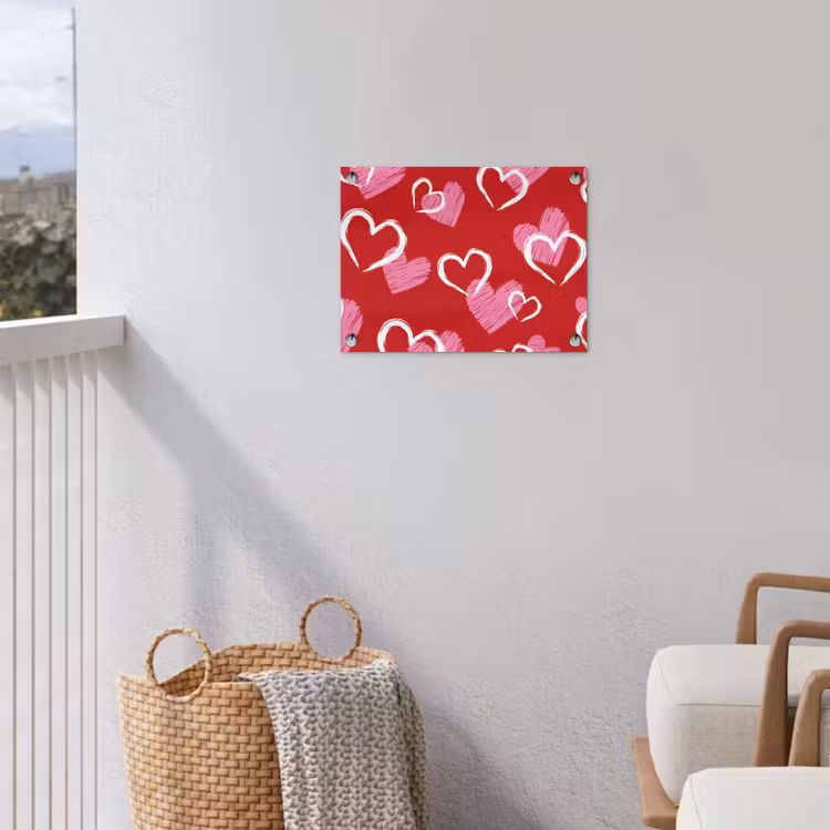 Patroon - Hartjes - Roze - Valentijn tuinposter los doek klein -sfeer8