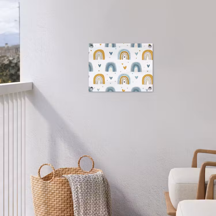 Patroon - Regenboog - Hartjes tuinposter los doek klein -sfeer8