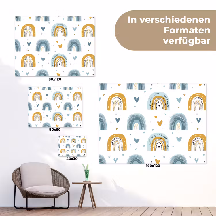 Patroon - Regenboog - Hartjes tuinposter los doek klein -Xsfeer9_DE