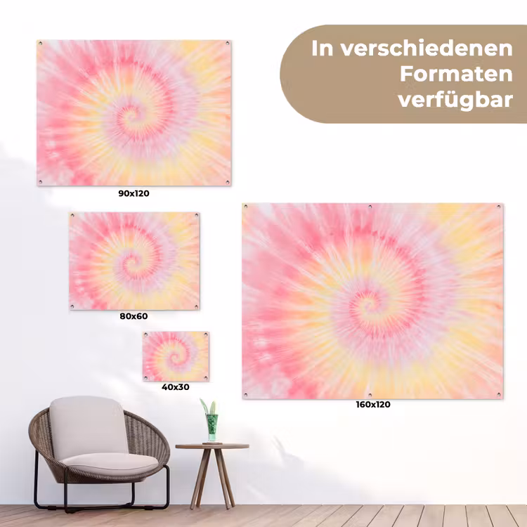 Patroon - Tie Dye - Pasteltinten - Roze tuinposter los doek klein -Xsfeer9_DE