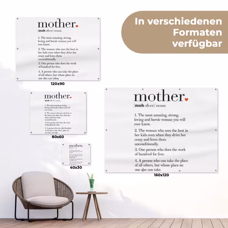Moeder definitie - Quotes - Mother - Spreuken tuinposter los doek klein -Xsfeer9_DE