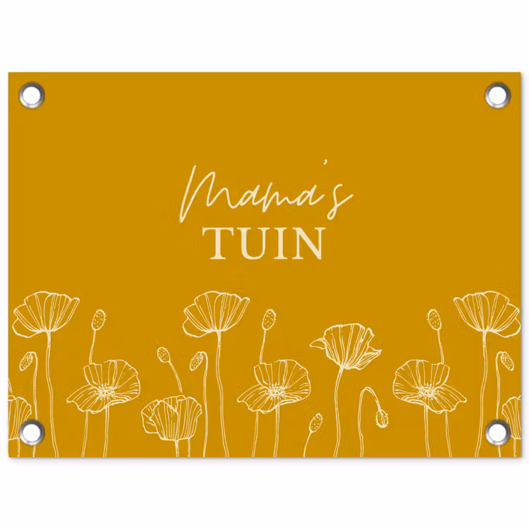 Mama's Tuin op Gele Achtergrond tuinposter los doek klein -3d