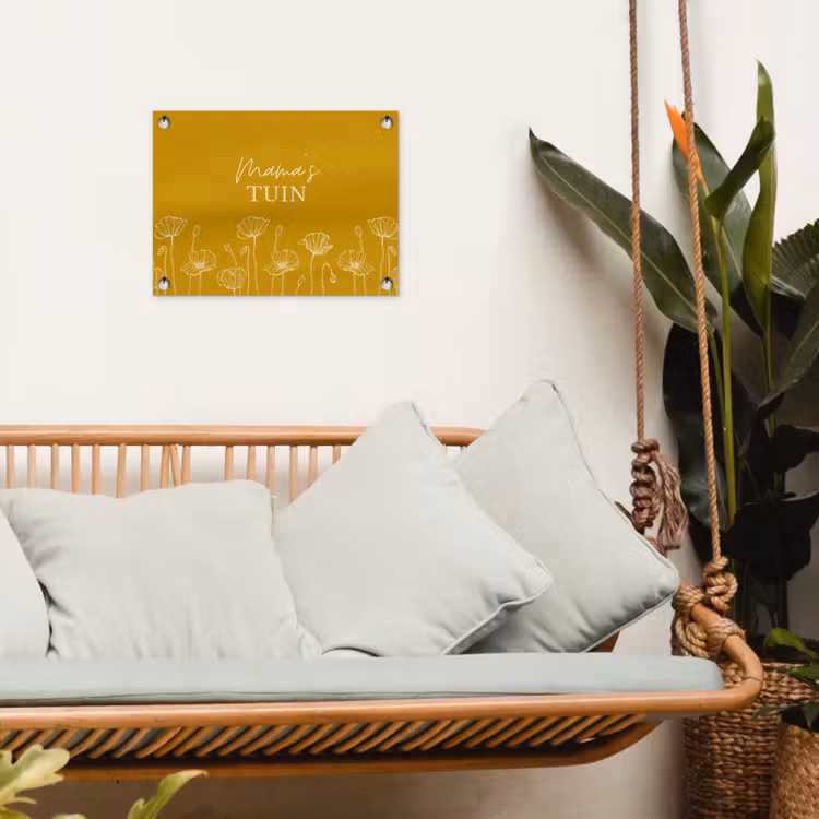 Mama's Tuin op Gele Achtergrond tuinposter los doek klein -sfeer7