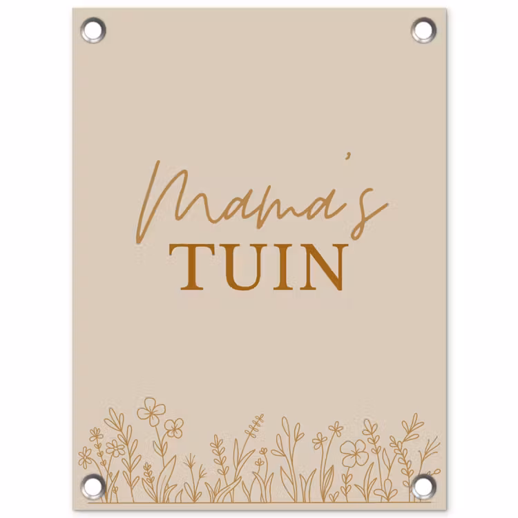 Mama's Tuin met bloemen tuinposter los doek klein -3d