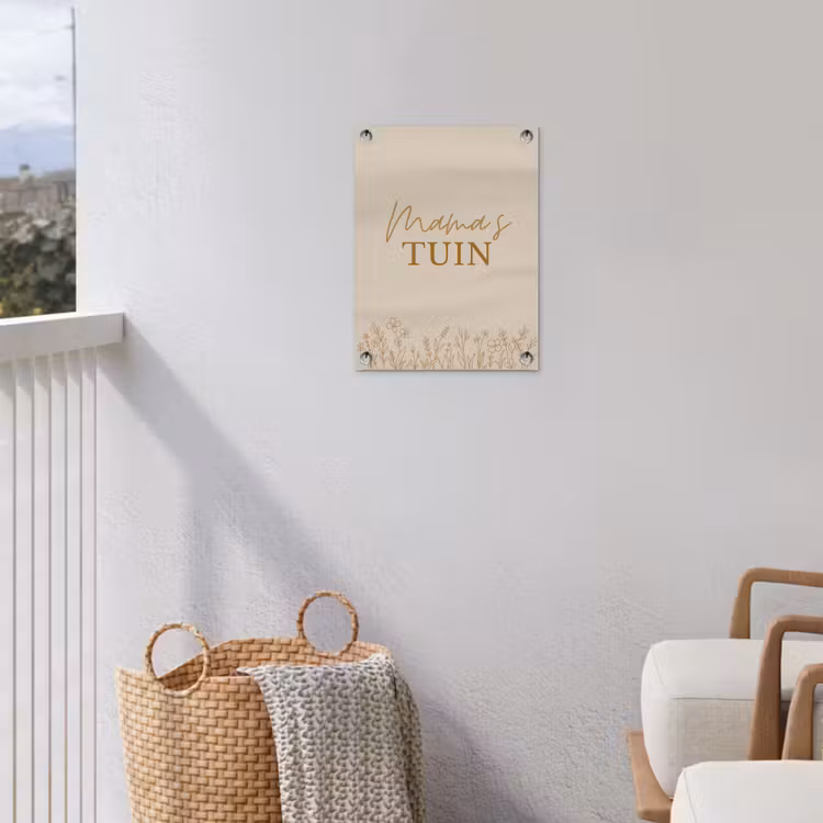 Mama's Tuin met bloemen tuinposter los doek klein -sfeer8