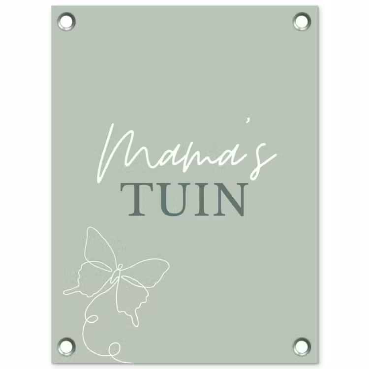 Mama's Tuin met Vlinder tuinposter los doek klein -3d