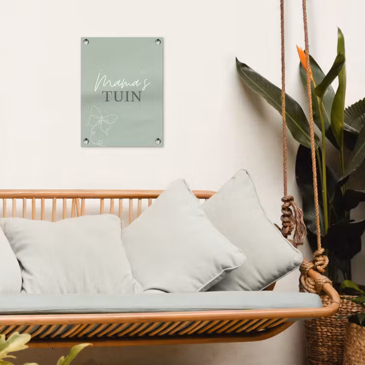 Mama's Tuin met Vlinder tuinposter los doek klein -sfeer7