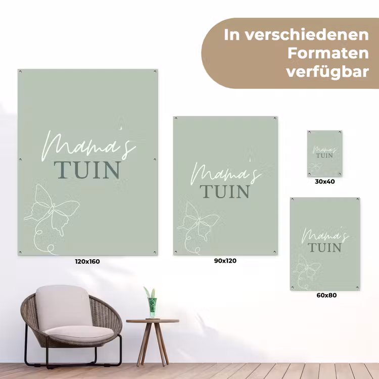 Mama's Tuin met Vlinder tuinposter los doek klein -Xsfeer9_DE
