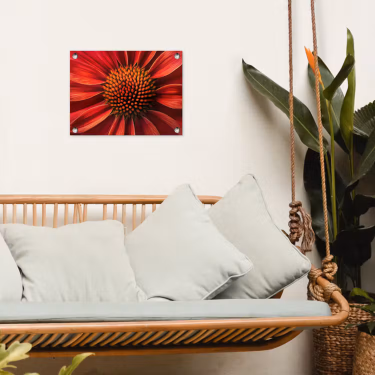 Close up - Bloem- Rood tuinposter los doek klein -sfeer7