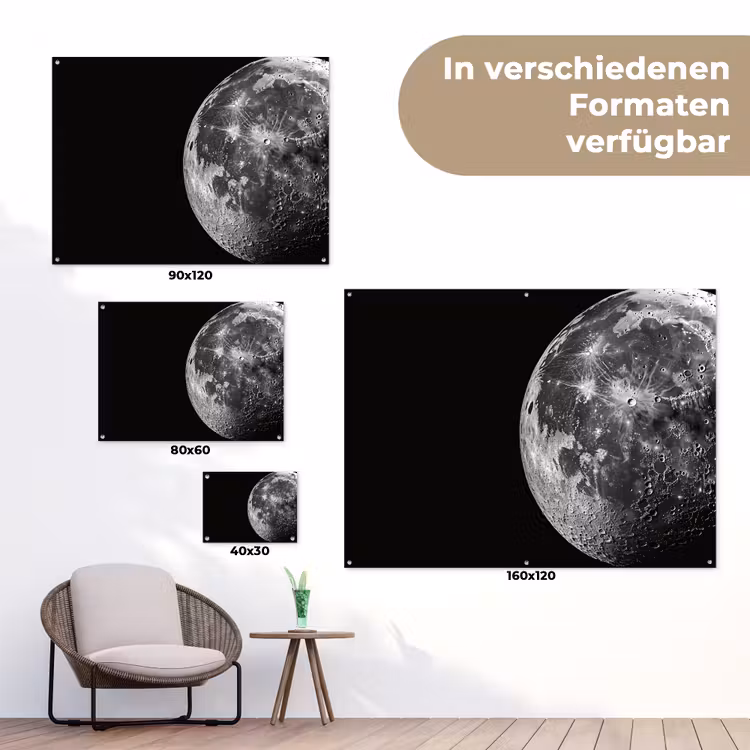 Close-up - Maan - Wit - Textuur tuinposter los doek klein -Xsfeer9_DE