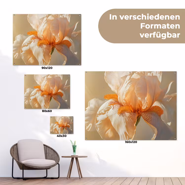 Close up - Oranje - Iris tuinposter los doek klein -Xsfeer9_DE