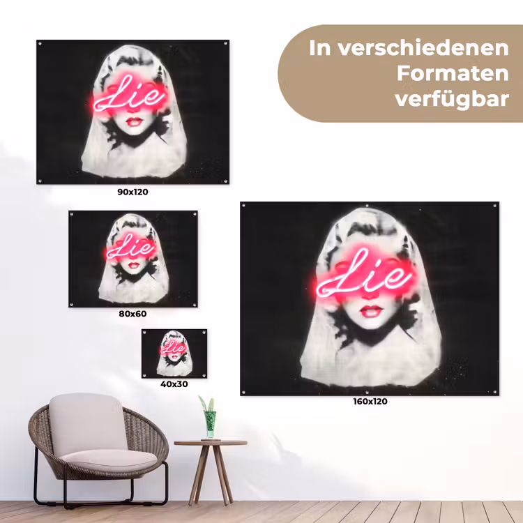 Neon - Letters - Vintage - Vrouw tuinposter los doek klein -Xsfeer9_DE