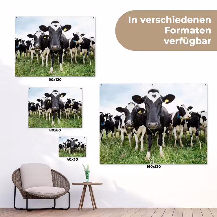 Nieuwsgierige koeien tuinposter los doek klein -Xsfeer9_DE