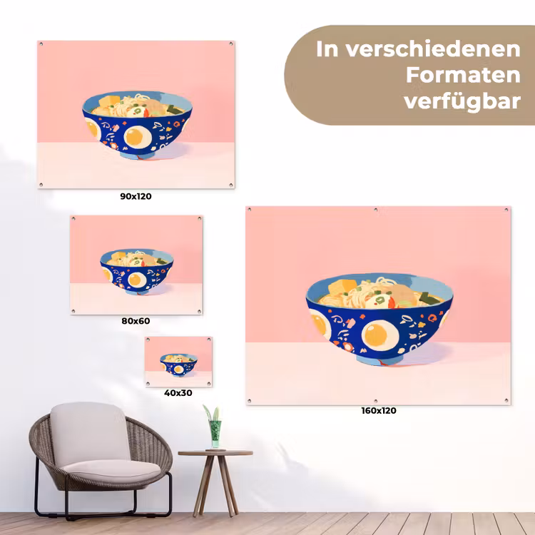 Noodles - Kom - Blauw - Illustratie tuinposter los doek klein -Xsfeer9_DE