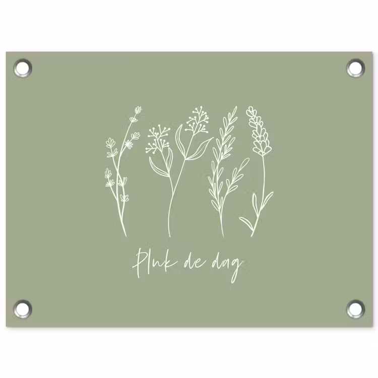 Pluk de Dag tuinposter los doek klein -3d