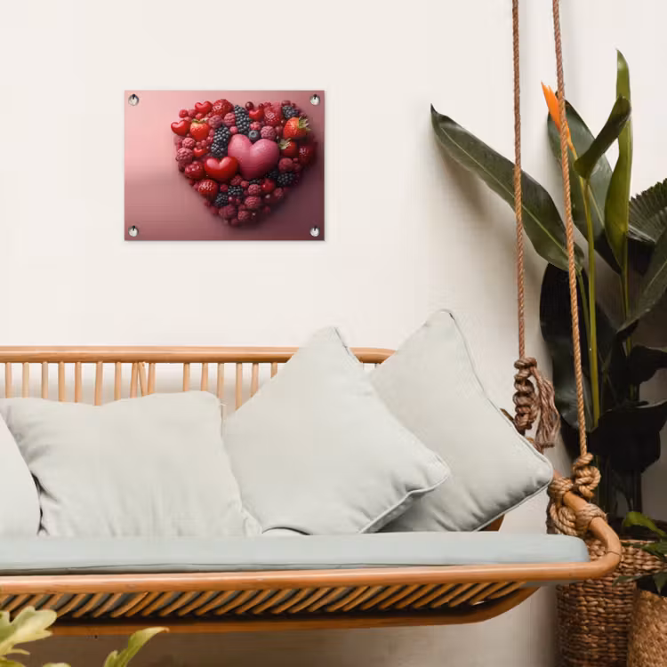 Fruit - Hartjes - Aardbeien - Frambozen - Bosbessen tuinposter los doek klein -sfeer7