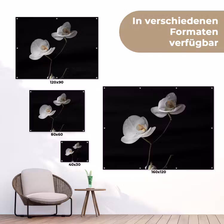 Orchidee - Bloemen - Zwart - Wit - Stilleven tuinposter los doek klein -Xsfeer9_DE