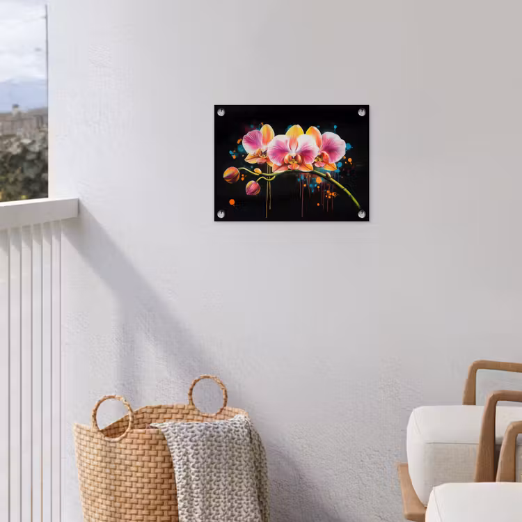 Orchidee - Graffiti - Kleurrijk - Bloemen - Abstract tuinposter los doek klein -sfeer8