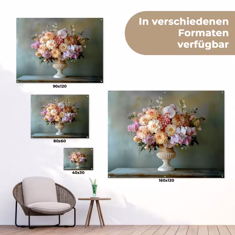 Orchidee - Boeket - Vaas - Bloemen tuinposter los doek klein -Xsfeer9_DE