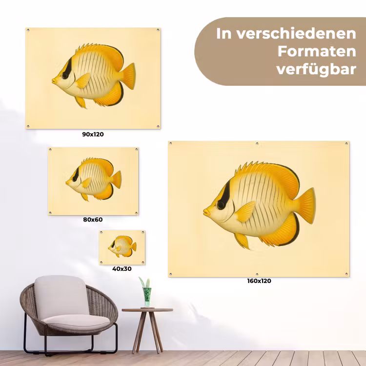 Ovaal - Vis - Geel - Schubben tuinposter los doek klein -Xsfeer9_DE