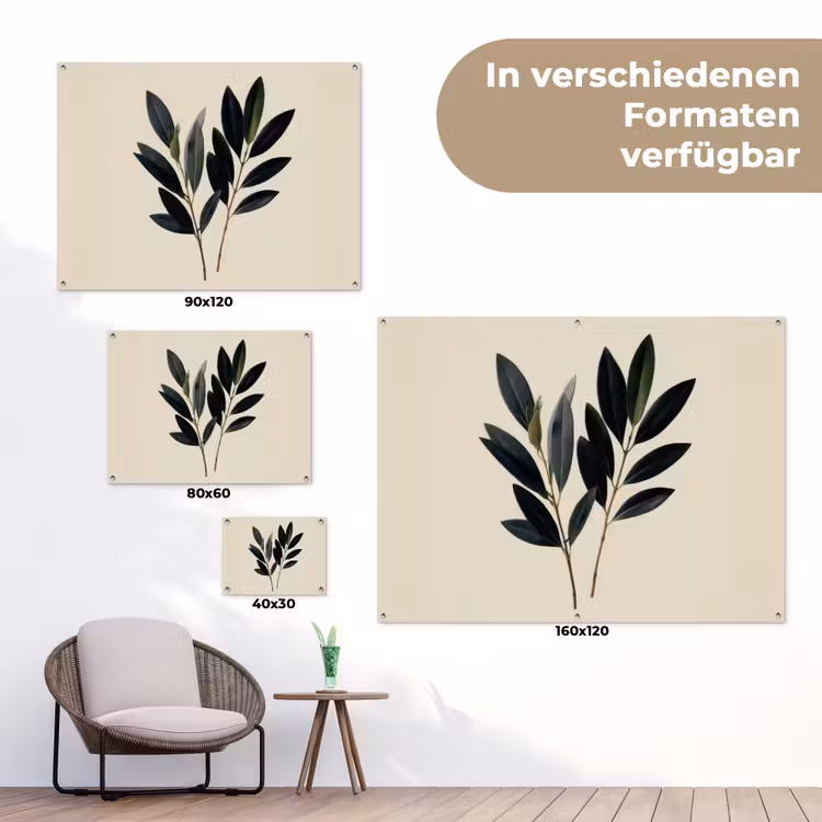 Ovaalvormige bladeren - Diep groen - Symmetrisch tuinposter los doek klein -Xsfeer9_DE
