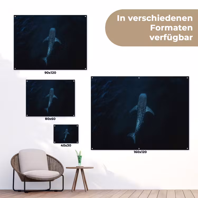Oceaan - Walvishaai - Donkerblauw - Vlekken tuinposter los doek klein -Xsfeer9_DE