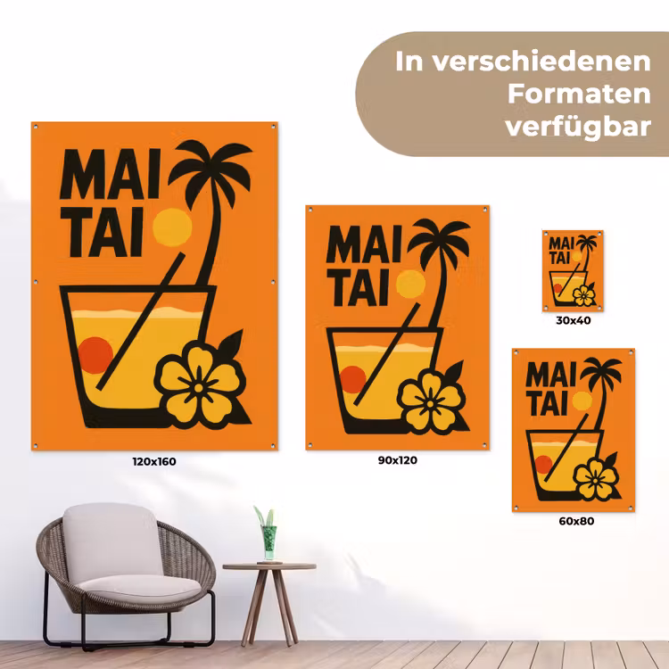 Palmboom - Bloem - Art - Drink tuinposter los doek klein -Xsfeer9_DE