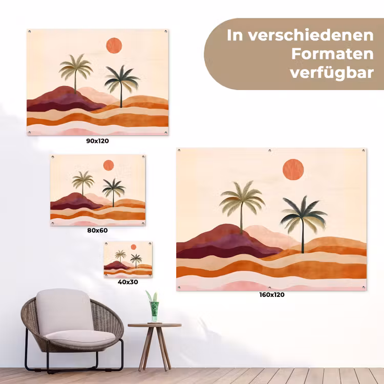 Palmbomen - Abstract - Zon - Heuvels tuinposter los doek klein -Xsfeer9_DE